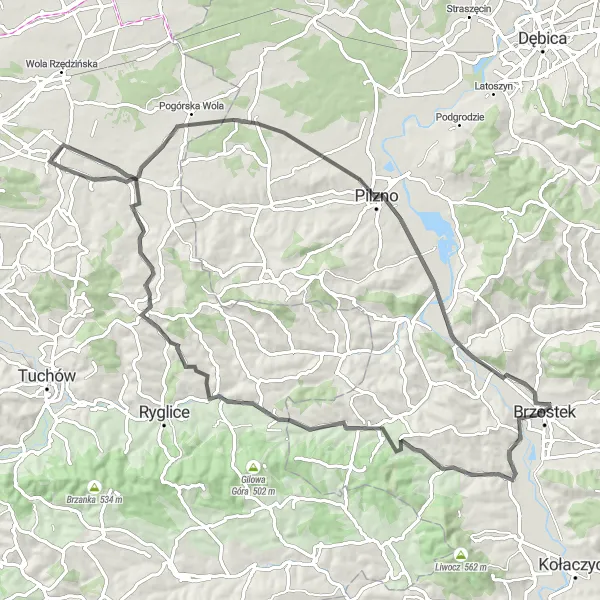 Miniatura mapy "Skrzyszów - Kowalowa Loop" - trasy rowerowej w Małopolskie, Poland. Wygenerowane przez planer tras rowerowych Tarmacs.app