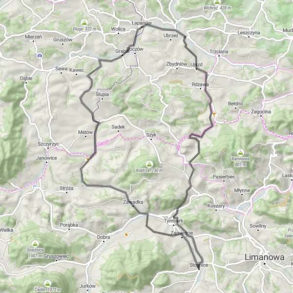 Map miniature of "Historical Journey: Castles and Countryside" cycling inspiration in Małopolskie, Poland. Generated by Tarmacs.app cycling route planner