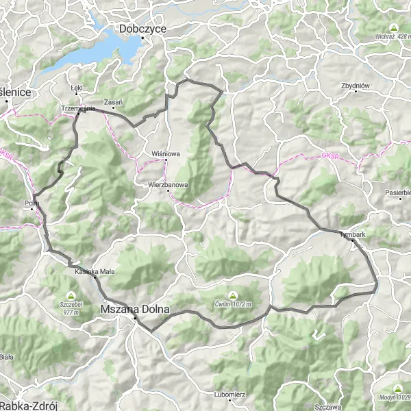 Map miniature of "Majestic Mountain Adventure" cycling inspiration in Małopolskie, Poland. Generated by Tarmacs.app cycling route planner
