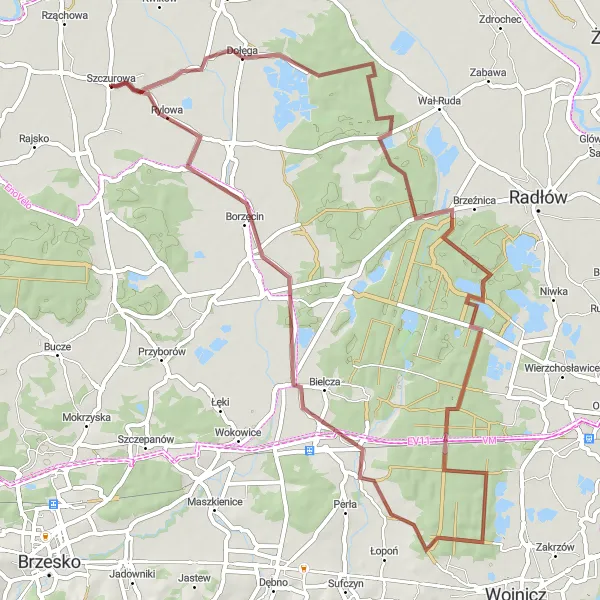 Map miniature of "Off-Road Thrills in Małopolskie" cycling inspiration in Małopolskie, Poland. Generated by Tarmacs.app cycling route planner