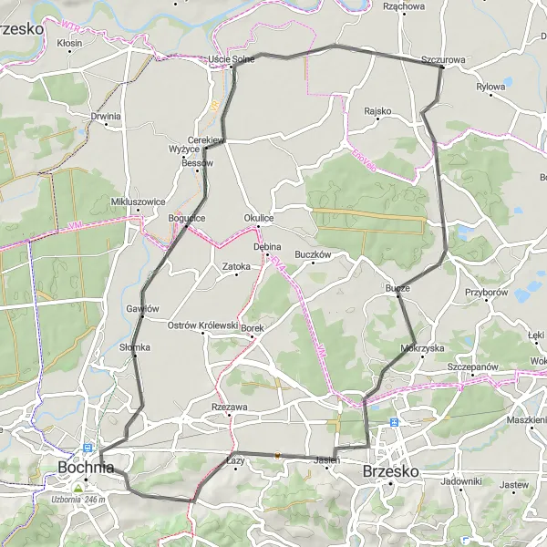 Map miniature of "Discover the Historic Route of Małopolskie" cycling inspiration in Małopolskie, Poland. Generated by Tarmacs.app cycling route planner