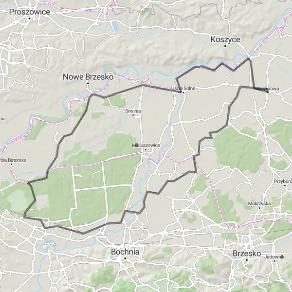 Map miniature of "Scenic Road Cycling Tour in Małopolskie" cycling inspiration in Małopolskie, Poland. Generated by Tarmacs.app cycling route planner