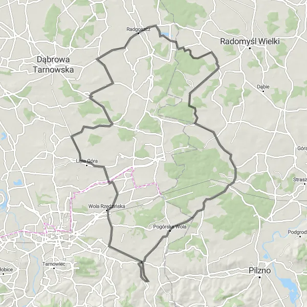 Map miniature of "Zaczarnie Loop" cycling inspiration in Małopolskie, Poland. Generated by Tarmacs.app cycling route planner