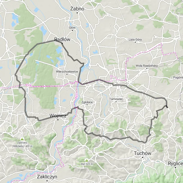Miniatura mapy "Trzemeska Góra Loop" - trasy rowerowej w Małopolskie, Poland. Wygenerowane przez planer tras rowerowych Tarmacs.app