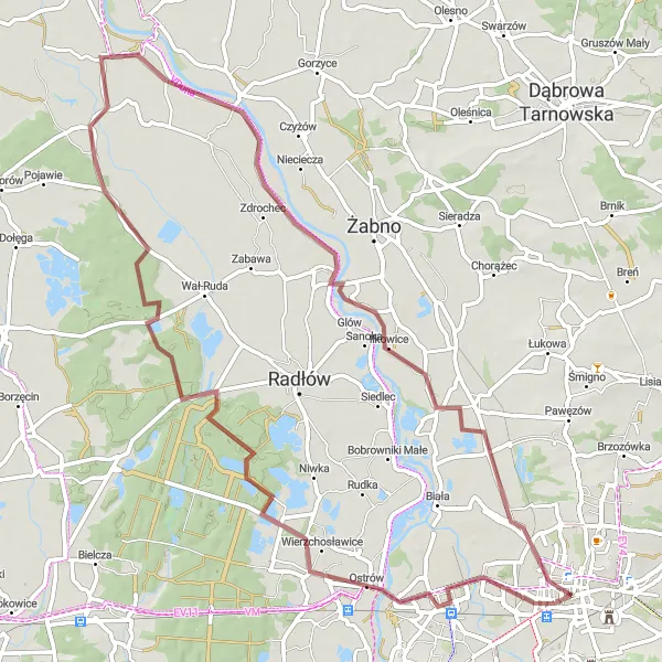 Map miniature of "Castles and Countryside" cycling inspiration in Małopolskie, Poland. Generated by Tarmacs.app cycling route planner