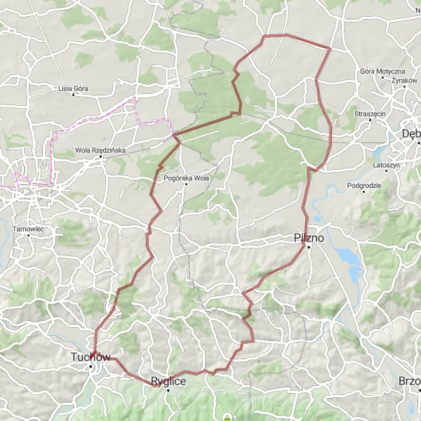 Map miniature of "Gravel Adventure in Małopolskie" cycling inspiration in Małopolskie, Poland. Generated by Tarmacs.app cycling route planner