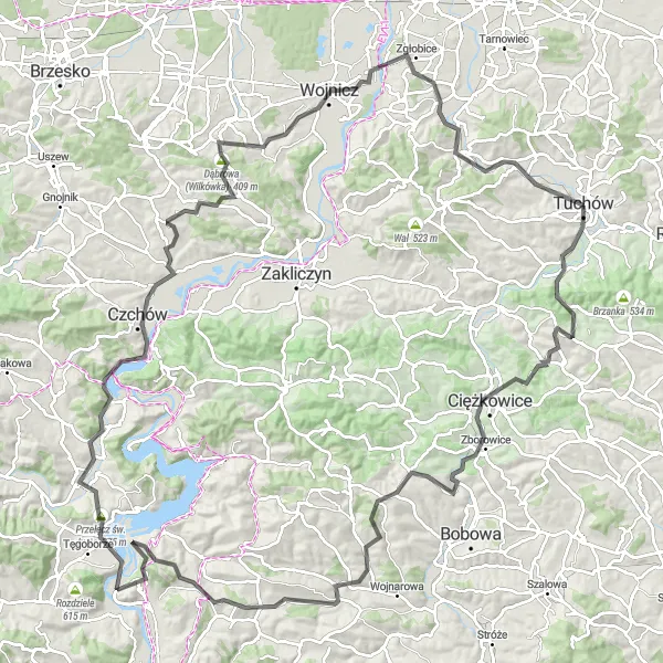 Map miniature of "Ultimate Challenge in Małopolskie" cycling inspiration in Małopolskie, Poland. Generated by Tarmacs.app cycling route planner