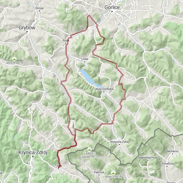 Miniatura mapy "Trasa 87 km gravelowa" - trasy rowerowej w Małopolskie, Poland. Wygenerowane przez planer tras rowerowych Tarmacs.app