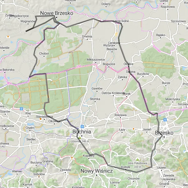 Map miniature of "Ride Through History" cycling inspiration in Małopolskie, Poland. Generated by Tarmacs.app cycling route planner