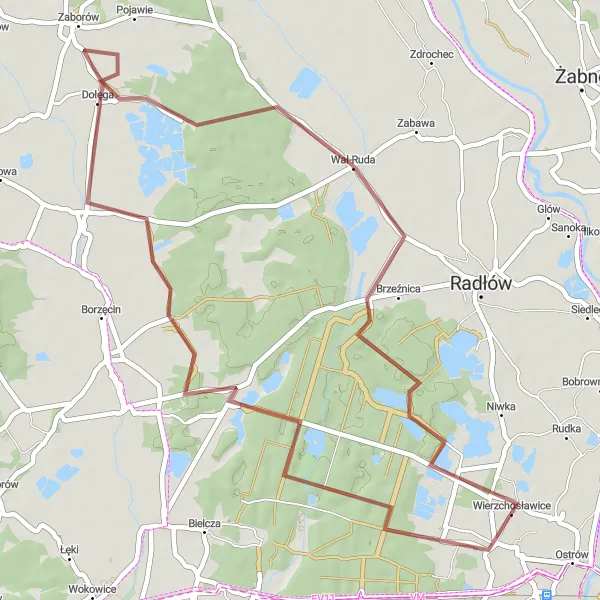 Map miniature of "Wał-Ruda Adventure" cycling inspiration in Małopolskie, Poland. Generated by Tarmacs.app cycling route planner