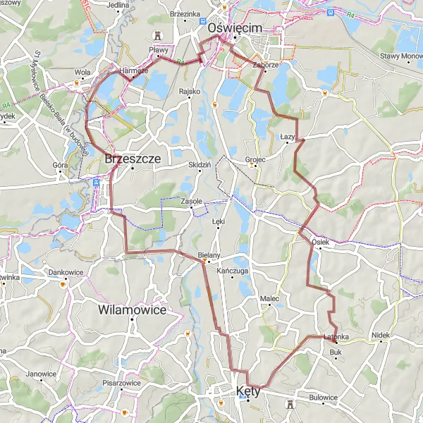 Miniatura mapy "Trasa Zasole Bielańskie - Harmęże" - trasy rowerowej w Małopolskie, Poland. Wygenerowane przez planer tras rowerowych Tarmacs.app