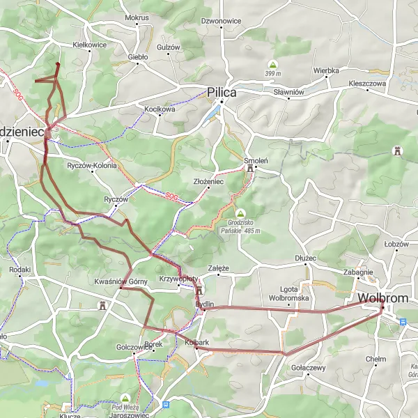 Map miniature of "Rural Retreat" cycling inspiration in Małopolskie, Poland. Generated by Tarmacs.app cycling route planner