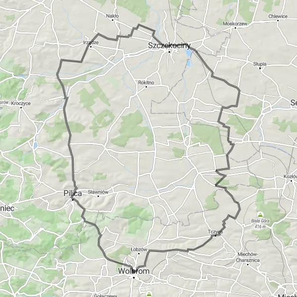 Map miniature of "Scenic Road Adventure" cycling inspiration in Małopolskie, Poland. Generated by Tarmacs.app cycling route planner