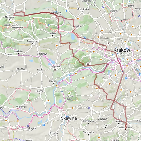 Miniatura mapy "Przejażdżka przez Krzemionki Zakrzowskie" - trasy rowerowej w Małopolskie, Poland. Wygenerowane przez planer tras rowerowych Tarmacs.app
