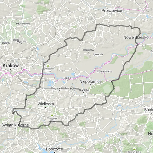 Miniatura mapy "Szlak Fort 50½ O "Kosocice" - Byszyce" - trasy rowerowej w Małopolskie, Poland. Wygenerowane przez planer tras rowerowych Tarmacs.app