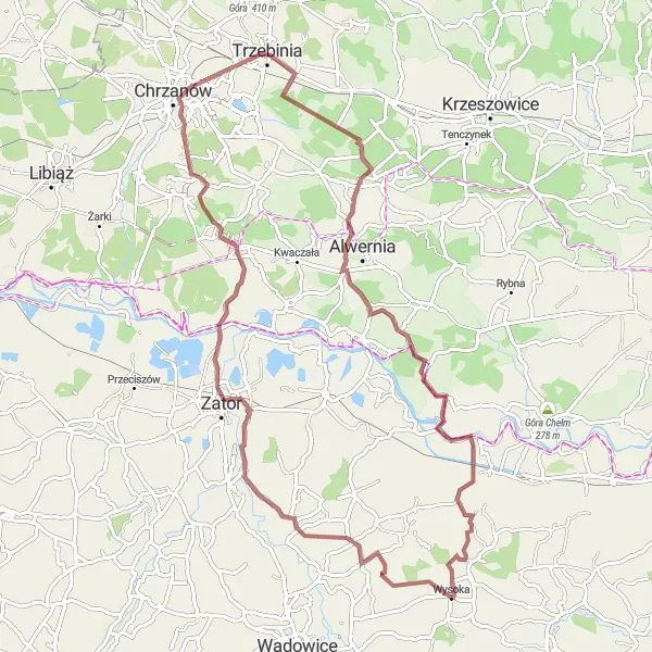 Miniatura mapy "Wyzwania na trasie rowerowej przez Wysoką" - trasy rowerowej w Małopolskie, Poland. Wygenerowane przez planer tras rowerowych Tarmacs.app
