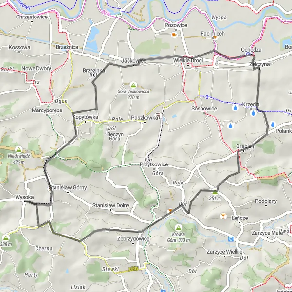 Miniatura mapy "Trasa rowerowa dookoła Wysokiej" - trasy rowerowej w Małopolskie, Poland. Wygenerowane przez planer tras rowerowych Tarmacs.app
