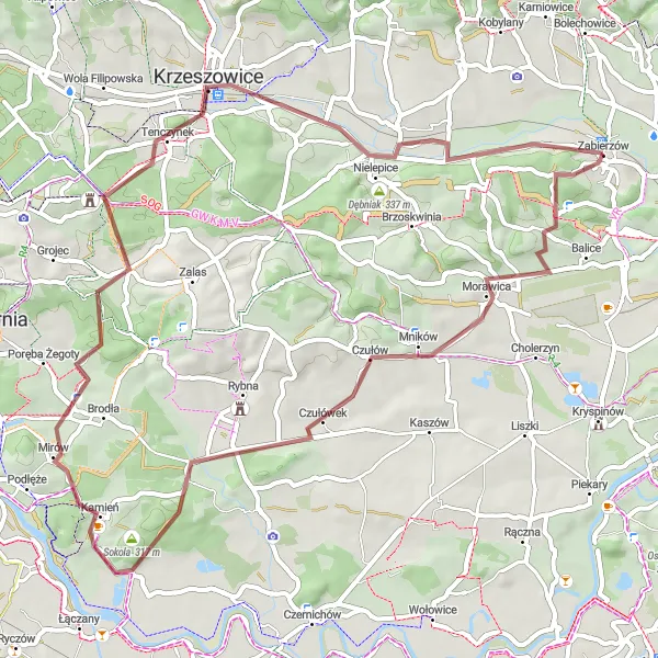 Miniatura mapy "Wyprawa na Ponetlicę przez Czułówek" - trasy rowerowej w Małopolskie, Poland. Wygenerowane przez planer tras rowerowych Tarmacs.app