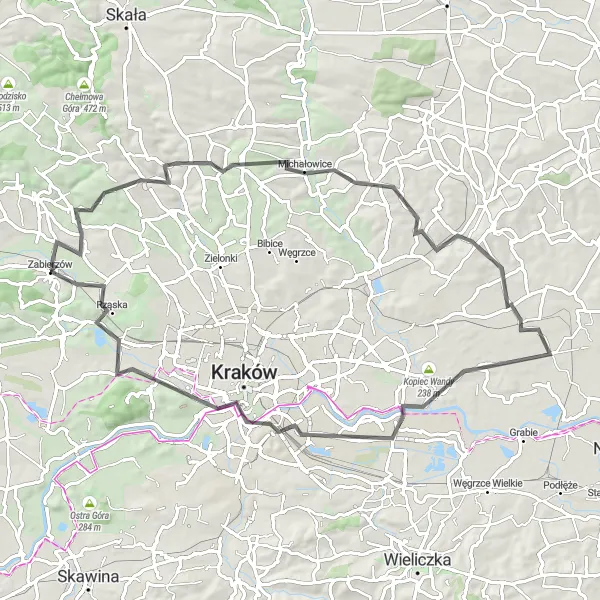 Miniatura mapy "Trasa rowerowa Zabierzów - Kraków" - trasy rowerowej w Małopolskie, Poland. Wygenerowane przez planer tras rowerowych Tarmacs.app