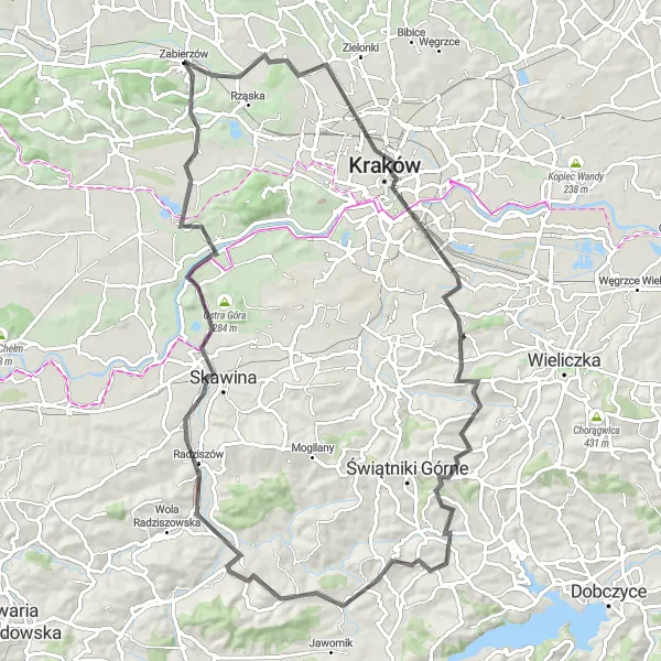 Map miniature of "Historical Sites and Natural Wonders" cycling inspiration in Małopolskie, Poland. Generated by Tarmacs.app cycling route planner