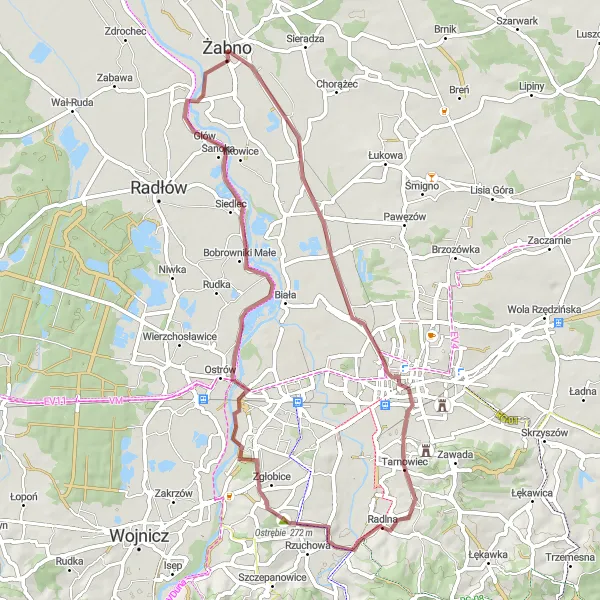 Map miniature of "Scenic Świebodzin Adventure" cycling inspiration in Małopolskie, Poland. Generated by Tarmacs.app cycling route planner