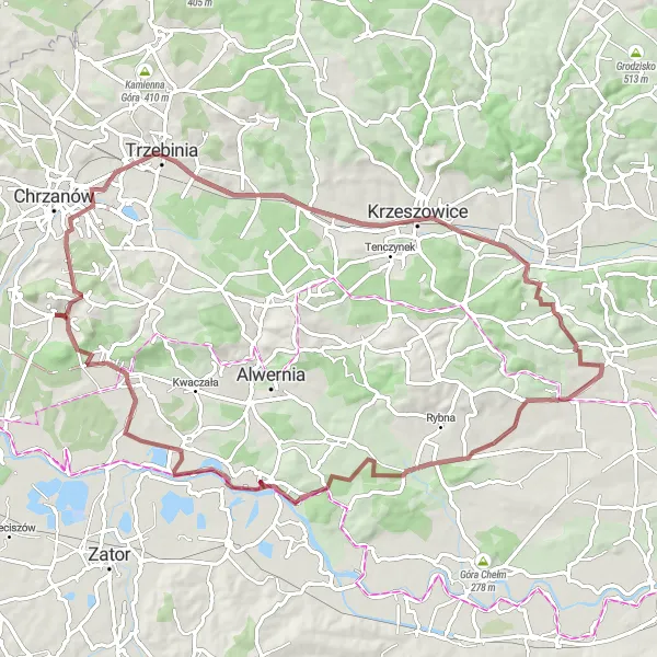 Miniatura mapy "Trasa przez Pogorzyce i Dębniak" - trasy rowerowej w Małopolskie, Poland. Wygenerowane przez planer tras rowerowych Tarmacs.app