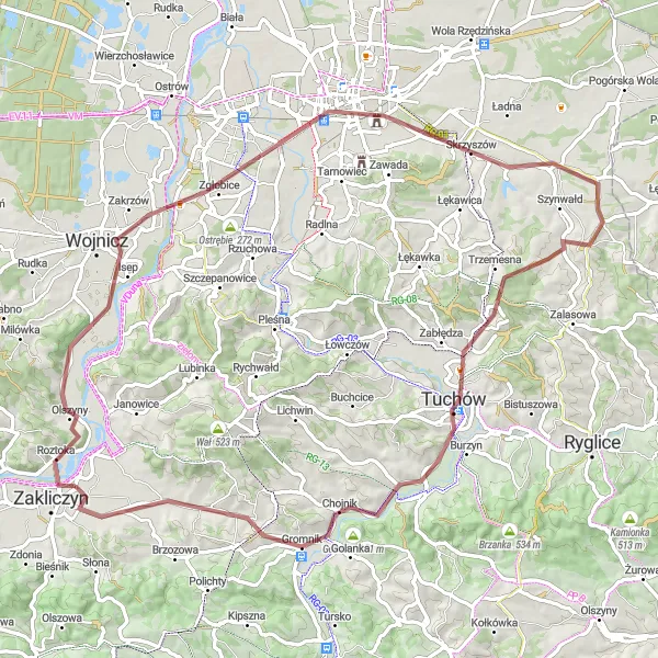 Map miniature of "Cultural Exploration of Gromnik and Babia Góra" cycling inspiration in Małopolskie, Poland. Generated by Tarmacs.app cycling route planner