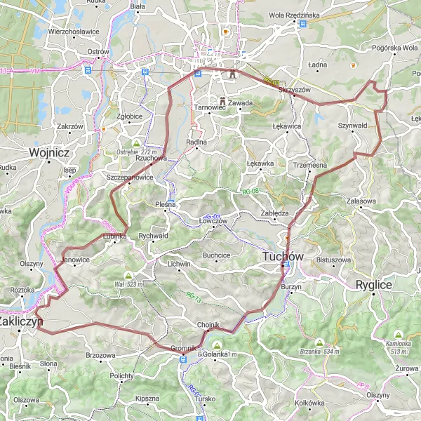 Map miniature of "Gravel Adventure to Babia Góra" cycling inspiration in Małopolskie, Poland. Generated by Tarmacs.app cycling route planner