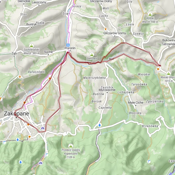 Map miniature of "The Serene Valley Ride" cycling inspiration in Małopolskie, Poland. Generated by Tarmacs.app cycling route planner