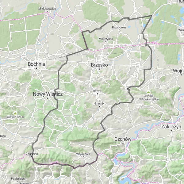 Miniatura mapy "Trasa rowerowa Żegocina - Żarnówka - Rozdziele" - trasy rowerowej w Małopolskie, Poland. Wygenerowane przez planer tras rowerowych Tarmacs.app