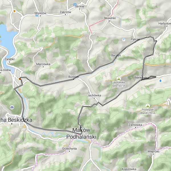 Miniatura mapy "Zielona Dolina" - trasy rowerowej w Małopolskie, Poland. Wygenerowane przez planer tras rowerowych Tarmacs.app