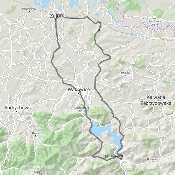 Miniatura mapy "Trasa Road: Zembrzyce &ndash; Jezioro Mucharskie" - trasy rowerowej w Małopolskie, Poland. Wygenerowane przez planer tras rowerowych Tarmacs.app