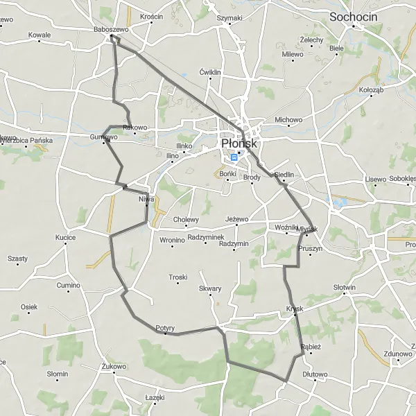 Miniatura mapy "Trasa przez Cempkowo i Krysk" - trasy rowerowej w Mazowiecki regionalny, Poland. Wygenerowane przez planer tras rowerowych Tarmacs.app