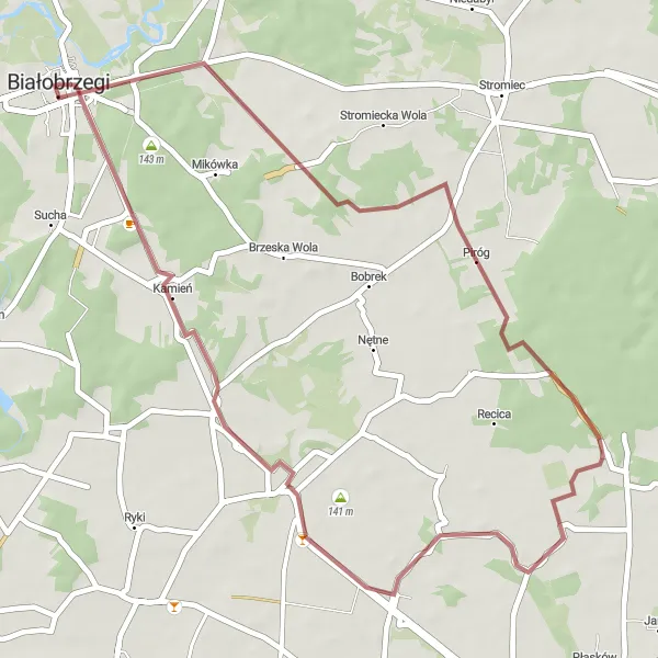 Miniatura mapy "Trasa gravelowa z Białobrzegi do Pągowca" - trasy rowerowej w Mazowiecki regionalny, Poland. Wygenerowane przez planer tras rowerowych Tarmacs.app