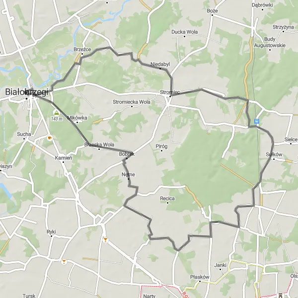Miniatura mapy "Trasa przez Bierwce i Mikówkę" - trasy rowerowej w Mazowiecki regionalny, Poland. Wygenerowane przez planer tras rowerowych Tarmacs.app