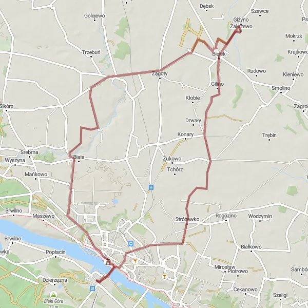 Miniatura mapy "Wyprawa poza miasto" - trasy rowerowej w Mazowiecki regionalny, Poland. Wygenerowane przez planer tras rowerowych Tarmacs.app