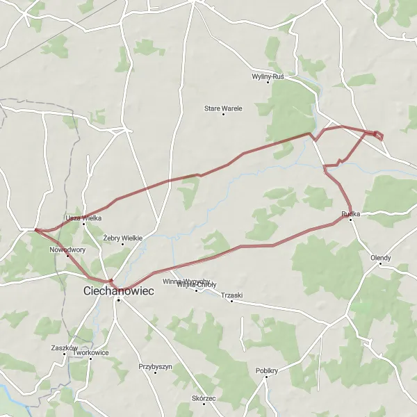 Miniatura mapy "Przejażdżka przez Bujenkę i Nowodwory" - trasy rowerowej w Mazowiecki regionalny, Poland. Wygenerowane przez planer tras rowerowych Tarmacs.app