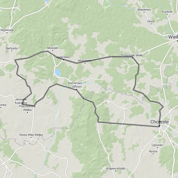 Miniatura mapy "Trasa przez Opaleniec" - trasy rowerowej w Mazowiecki regionalny, Poland. Wygenerowane przez planer tras rowerowych Tarmacs.app