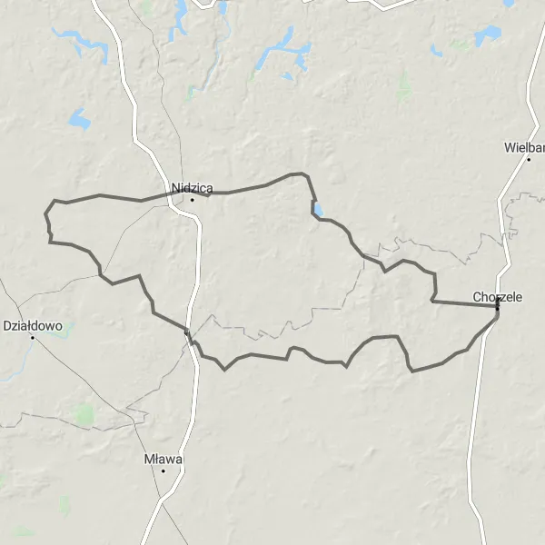Miniatura mapy "Trasa rowerowa do Nidzicy" - trasy rowerowej w Mazowiecki regionalny, Poland. Wygenerowane przez planer tras rowerowych Tarmacs.app