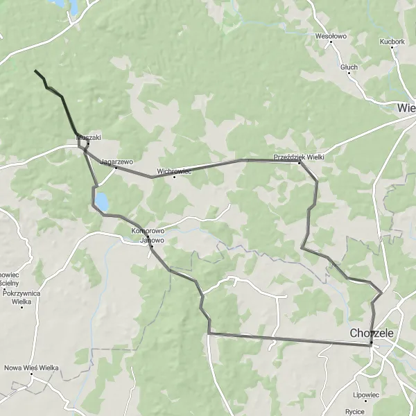 Miniatura mapy "Trasa przez Ruskowo" - trasy rowerowej w Mazowiecki regionalny, Poland. Wygenerowane przez planer tras rowerowych Tarmacs.app