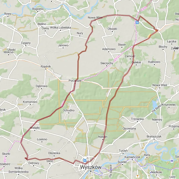 Miniatura mapy "Przejażdżka przez Jaszczułty i Grądy Polewne" - trasy rowerowej w Mazowiecki regionalny, Poland. Wygenerowane przez planer tras rowerowych Tarmacs.app