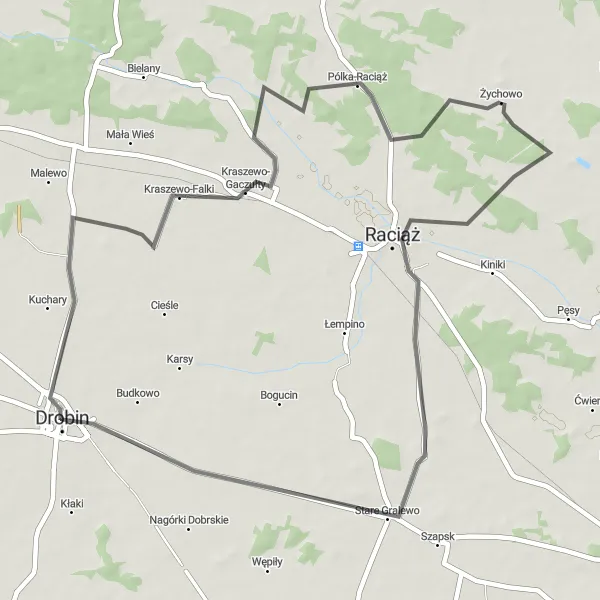 Map miniature of "Tupadły Loop" cycling inspiration in Mazowiecki regionalny, Poland. Generated by Tarmacs.app cycling route planner