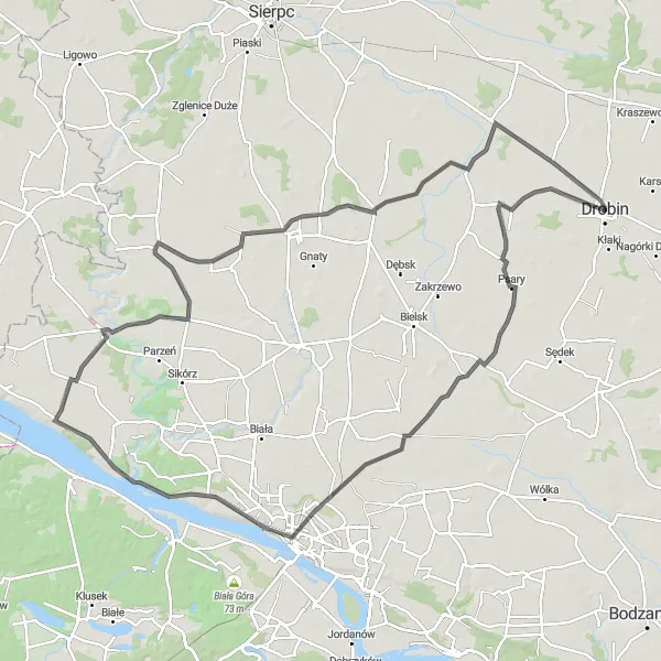 Map miniature of "Rokicie Ride" cycling inspiration in Mazowiecki regionalny, Poland. Generated by Tarmacs.app cycling route planner