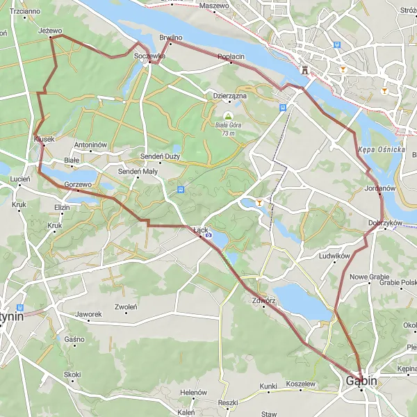 Miniatura mapy "Trasy Gravelowe Gąbin – Soczewka" - trasy rowerowej w Mazowiecki regionalny, Poland. Wygenerowane przez planer tras rowerowych Tarmacs.app
