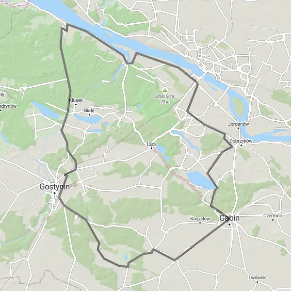 Miniatura mapy "Trasa Szosowa Gąbin – Nowy Duninów" - trasy rowerowej w Mazowiecki regionalny, Poland. Wygenerowane przez planer tras rowerowych Tarmacs.app