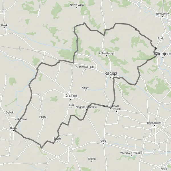 Miniatura mapy "Trasa przez Stare Gralewo i Szumanie" - trasy rowerowej w Mazowiecki regionalny, Poland. Wygenerowane przez planer tras rowerowych Tarmacs.app