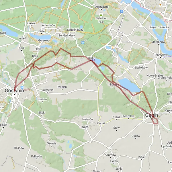 Miniatura mapy "Trasa gravelowa" - trasy rowerowej w Mazowiecki regionalny, Poland. Wygenerowane przez planer tras rowerowych Tarmacs.app