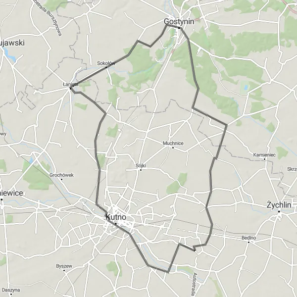 Miniatura mapy "Trasa przez Gostynin" - trasy rowerowej w Mazowiecki regionalny, Poland. Wygenerowane przez planer tras rowerowych Tarmacs.app