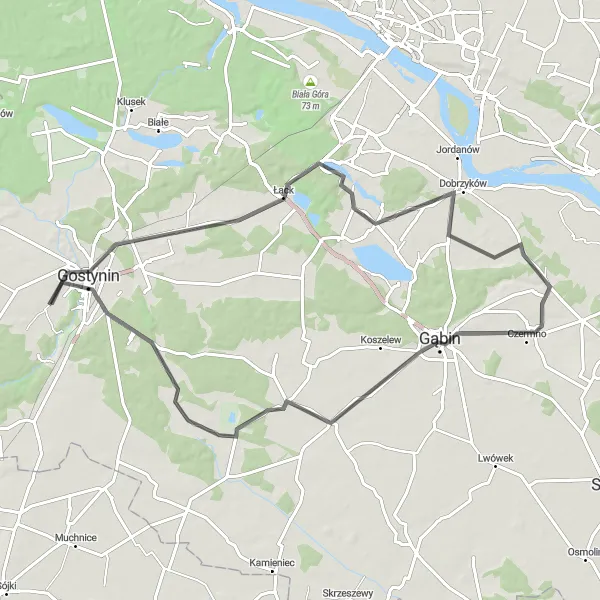 Map miniature of "Gostynin Countryside Route" cycling inspiration in Mazowiecki regionalny, Poland. Generated by Tarmacs.app cycling route planner
