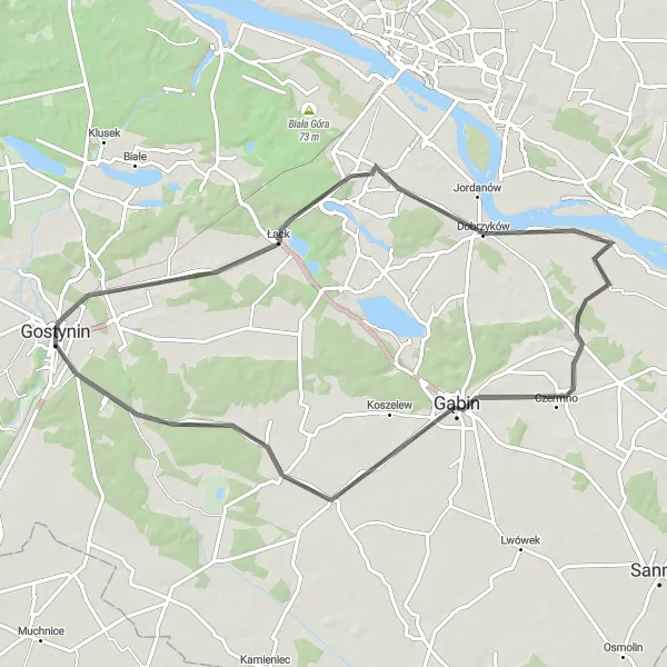 Map miniature of "Countryside Charm and Cultural Treasures" cycling inspiration in Mazowiecki regionalny, Poland. Generated by Tarmacs.app cycling route planner